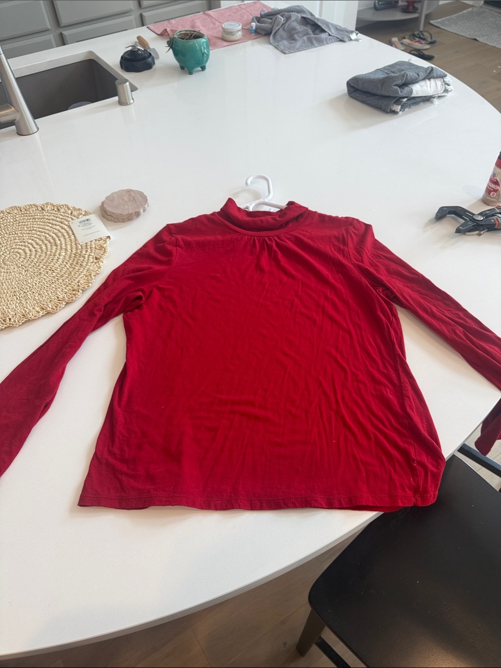 Talbots Women's Red Long-Sleeve Mock Neck Top